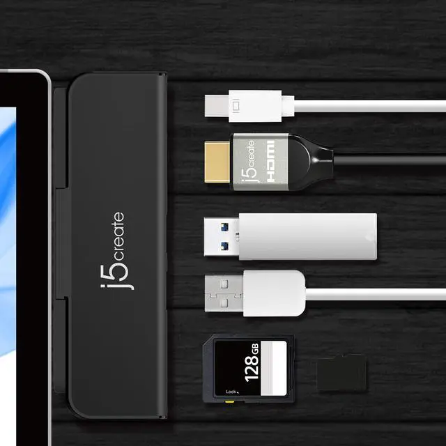 Alt view image 5 of 5 - j5create UltraDrive Mini Dock - Docking Station - USB 3.0 / Mini Displayport - HDMI, Mini DP - for Microsoft Surface Pro (Mid 2017), Pro 4, Pro 6