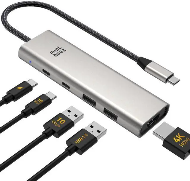 Main image of Minthouz USB C Hub,4K@60Hz HDMI Multiport Adapter 5-in-1 USBC to HDMI Splitter with 125W PD/10Gpbs USB-A Data Ports/USB C Dongle,USBC Splitter Multiport Adapter for MacBook Pro/Air, iMac