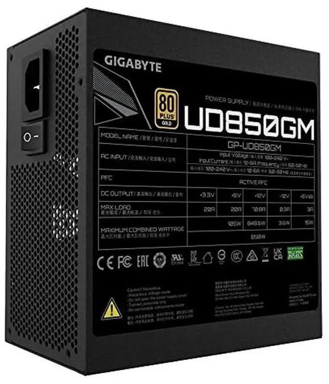 Alt view image 2 of 4 - GIGABYTE GP-UD850GM 850W 80 Plus Gold Certified Fully Modular Power Supply