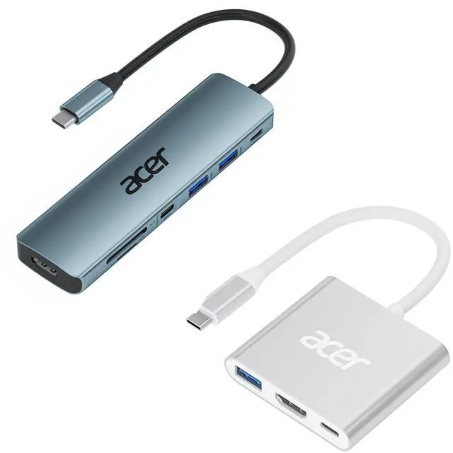 Main image of acer 7 in 1 USB C Hub Bundle with 3 in 1 USB C Hub, USB 3.1 GEN1 and 5Gbps Type-C Data Port, 4K HDMI Port, PD 100W Charging, SD Card Reader for iPad Pro MacBook