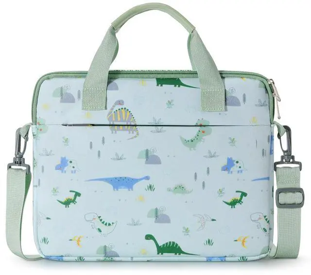 Main image of MoKo 10-12.5 Inch Kids Tablet Sleeve Carrying Case for Fire HD 10 13th/11th Gen, Fire HD 8/7 Kids 2022, Tablet Bag with Shoulder Strap for 10/10.1 Inch Android 12/13, Green Dinosaur