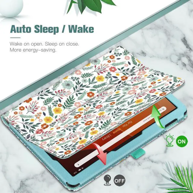 Alt view image 3 of 5 - Fintie Folio Case for All-New  Fire HD 10 and 10 Plus Tablet (13th/11th Generation, 2023/2021 Release) - Slim Fit Standing Cover with Auto Sleep/Wake, Spring Bloom