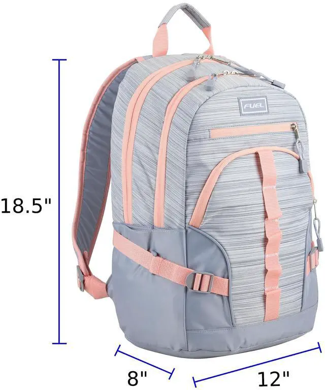 Alt view image 2 of 5 - FUEL Hiking Laptop Backpack, College Bookbag, Travel Daypack with 5 Compartments, Dynamo Tech Pocket, 18.5 Inches, Silver