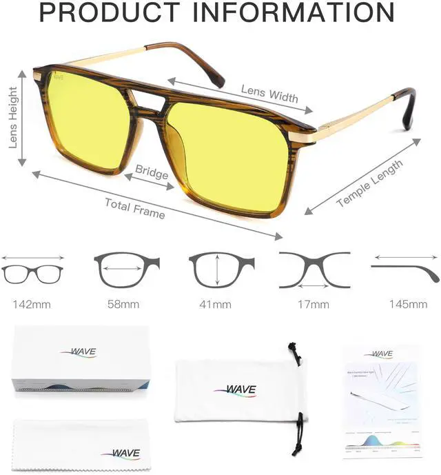 Alt view image 5 of 5 - WAVE Blue Light Blocking Glasses,Gaming Glasses with Metal Frames,Computer Glasses for Eye Strain,Anti Glare