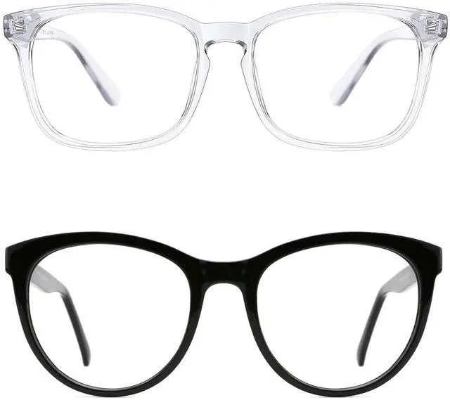 Main image of TIJN Square Nerd Blue Light Blocking Glasses for Women Men Bundle with Stylish Oversized Blue Light Blocking Glasses