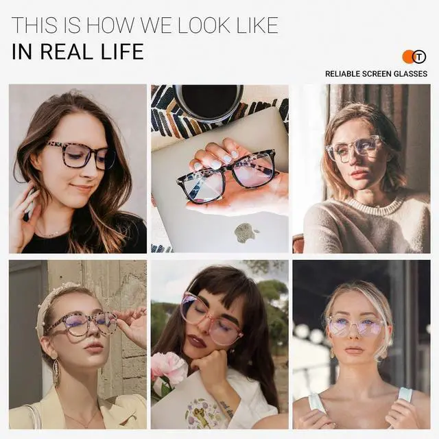 Alt view image 2 of 5 - TIJN Square Nerd Blue Light Blocking Glasses for Women Men Bundle with Stylish Oversized Blue Light Blocking Glasses