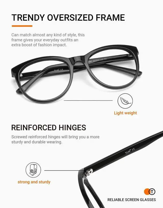 Alt view image 3 of 5 - TIJN Square Nerd Blue Light Blocking Glasses for Women Men Bundle with Stylish Oversized Blue Light Blocking Glasses