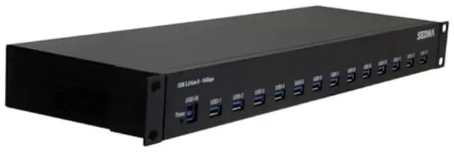 Main image of SEDNA - 19 Inch 1U Rack Mount 13 Port USB 3.2 Gen II Hub (10Gbps) (13 x Type A Ports) with 5V 10A AC/DC Adapter