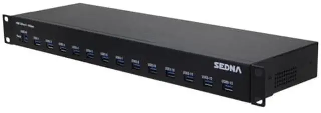 Alt view image 2 of 4 - SEDNA - 19 Inch 1U Rack Mount 13 Port USB 3.2 Gen II Hub (10Gbps) (13 x Type A Ports) with 5V 10A AC/DC Adapter