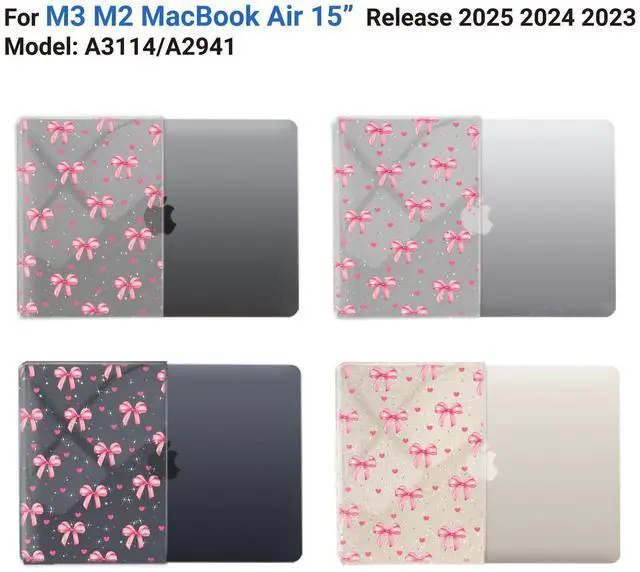 Alt view image 4 of 5 - IBENZER Compatible with New 2025 2024 2023 MacBook Air 15 Inch Case M4 A3241 M3 A3114 M2 A2941, Hard Shell Case for Mac Air 15.3" Retina Display & Touch ID, Bow, MAT15-BOW