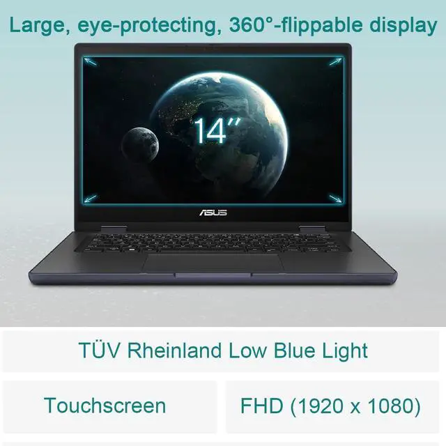 Alt view image 3 of 5 - Asus flip S 14 2 in 1 Touchscreen Laptop for Student & Business (14" FHD, 16GB RAM, 1TB SSD, Intel Core i3-N305 (> i5-1135G7)) Ruggedized & Spill-resistant, 10-Hr Battery Life, Webcam, Win 11 Pro