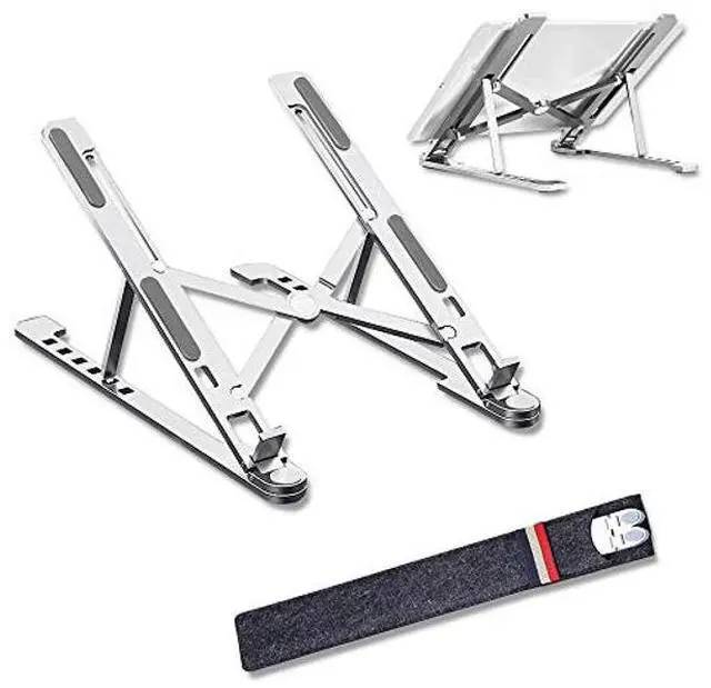 Main image of Jonwelsy Laptop Stand, Adjustable Tablet Stand, Aluminum Alloy Foldable Portable Holder, Compatible with MacBook Air Pro, Dell XPS, HP, Lenovo, More 10-13 inches Laptops, iPad (Small,Silver)