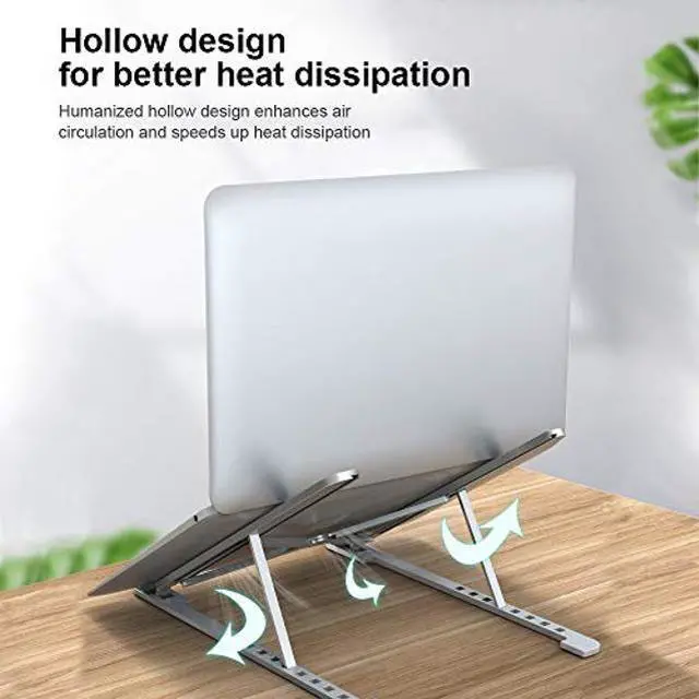 Alt view image 2 of 5 - Jonwelsy Laptop Stand, Adjustable Tablet Stand, Aluminum Alloy Foldable Portable Holder, Compatible with MacBook Air Pro, Dell XPS, HP, Lenovo, More 10-13 inches Laptops, iPad (Small,Silver)