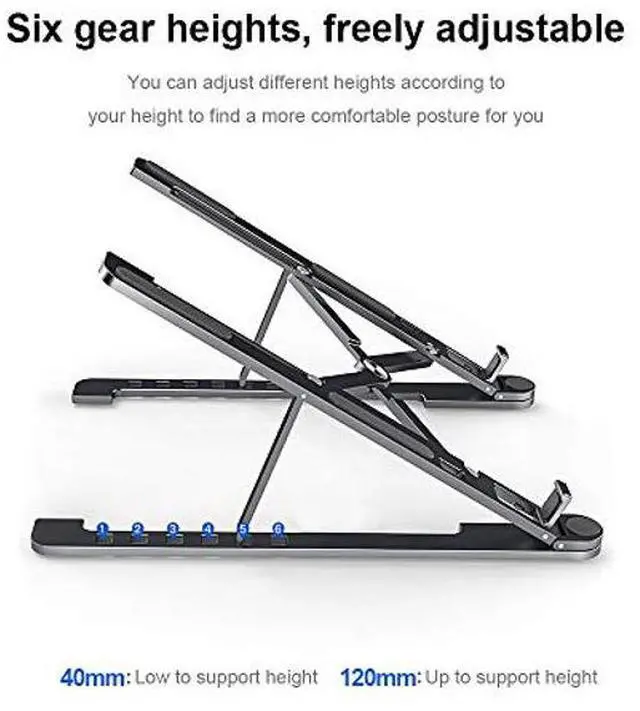 Alt view image 3 of 5 - Jonwelsy Laptop Stand, Adjustable Tablet Stand, Aluminum Alloy Foldable Portable Holder, Compatible with MacBook Air Pro, Dell XPS, HP, Lenovo, More 10-13 inches Laptops, iPad (Small,Silver)