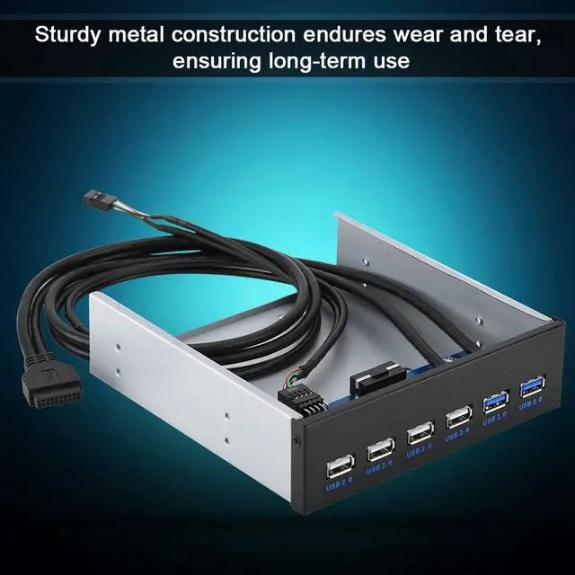 Alt view image 4 of 5 - Front Panel USB Hub 6 Port, 4 Port USB 2.0 + 2 Port USB 3.0 Drive Bay 5.25 Inch with 9/19 Pin Connector for Desktop Computer Multi Connection
