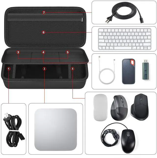 Alt view image 2 of 5 - Case Compatible with Apple 2024 Mac Mini M4/ M4 Pro Chip Desktop Computer, Hard Electronics Organizer Fits for Keyboard, Magic Mouse, Charger and Accessories (Box Only)-Black