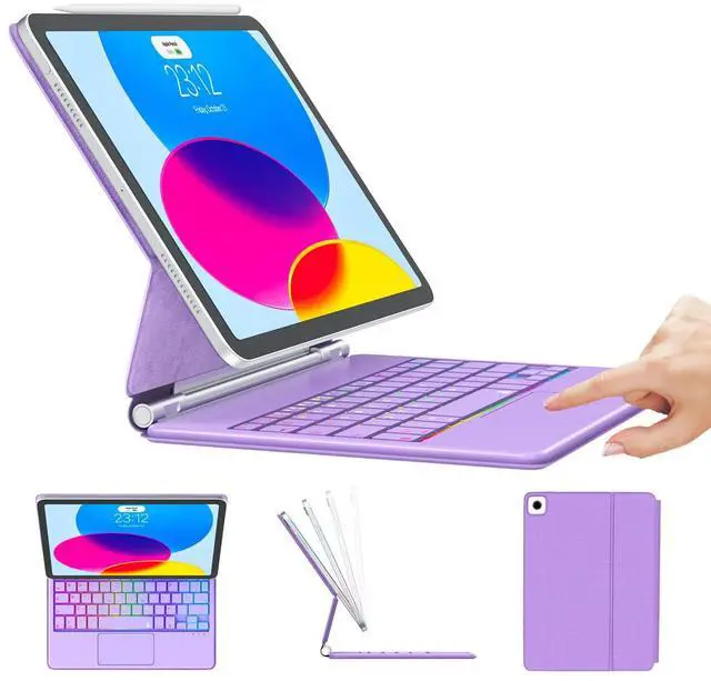 Main image of ALIWLHOF Case for iPad Pro 13-inch (M4) 2024,Magic Keyboard with 11 Colors Backlight for iPad Pro 13-Touch Trackpad Magnetic Case for iPad (Purple)