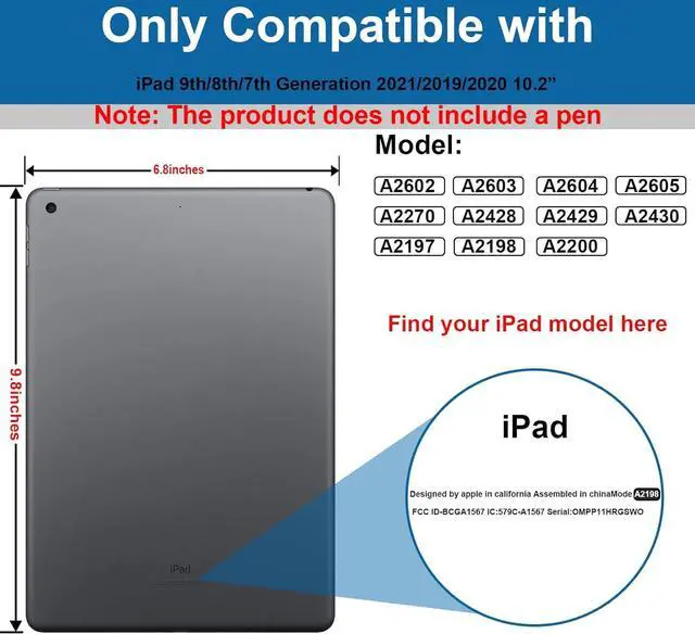 Alt view image 2 of 5 - Andnary Case for iPad 10.2 inch 9th/8th/7th Generation, Heavy Shockproof Protective Cover with 360deg Rotating Handle/Bracket/Pen Holder/Shoulder Strap, Case for iPad 2021/2020/2019, Navy+Blue