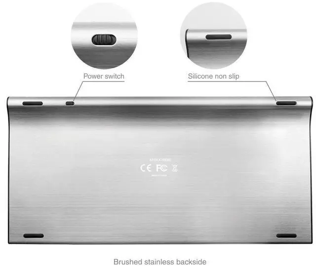 Alt view image 2 of 5 - Arteck Bluetooth Keyboard, Stainless Steel Universal Portable Wireless Bluetooth Keyboard for iOS iPad 10.2-inch, Air, Pro, Mini, Android, Windows Tablets PC Smartphone Built in Rechargeable Battery