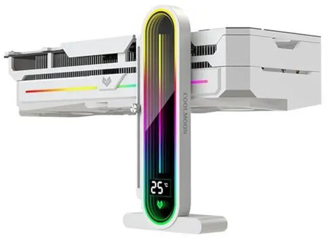 Main image of Baotkere Height Adjustable RGB GPU Stand with Temperature Display, 5V 3PIN Video Card Support Holder, Anti Sag Bracket & Magnetic Base for PC Graphics Cards