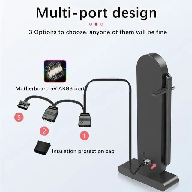 Alt view image 3 of 5 - Baotkere Height Adjustable RGB GPU Stand with Temperature Display, 5V 3PIN Video Card Support Holder, Anti Sag Bracket & Magnetic Base for PC Graphics Cards