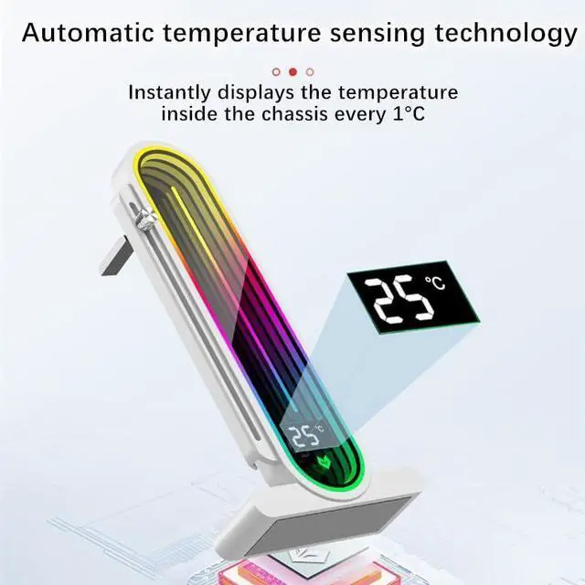 Alt view image 4 of 5 - Baotkere Height Adjustable RGB GPU Stand with Temperature Display, 5V 3PIN Video Card Support Holder, Anti Sag Bracket & Magnetic Base for PC Graphics Cards