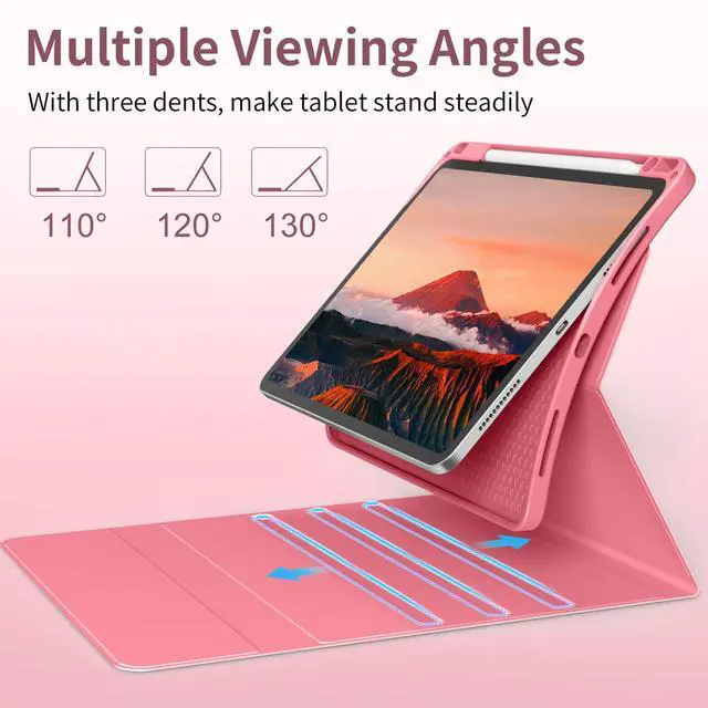 Alt view image 3 of 5 - BQDIYOO Case for iPad Air 11-inch M3/M2 (2025/2024), Folio Cover with Pencil Holder for iPad Air 7th 6th 11"/Air 5th 4th Gen 10.9 inch Case with 7-Color Backlit Detachable Bluetooth Keyboard, Red