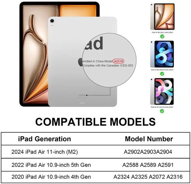 Alt view image 2 of 5 - BQDIYOO Case for iPad Air 11-inch M3/M2 (2025/2024), Folio Cover with Pencil Holder for iPad Air 7th 6th 11"/Air 5th 4th Gen 10.9 inch Case with 7-Color Backlit Detachable Bluetooth Keyboard, Red