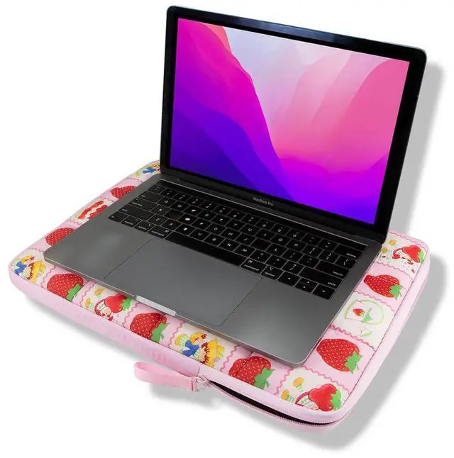 Alt view image 2 of 5 - Sonix | Puffy Laptop Sleeve | 15-16 Inch, Quilted Pillow Puffer Laptop Carrying Case, Computer Sleeve | Strawberry Shortcake Checkered