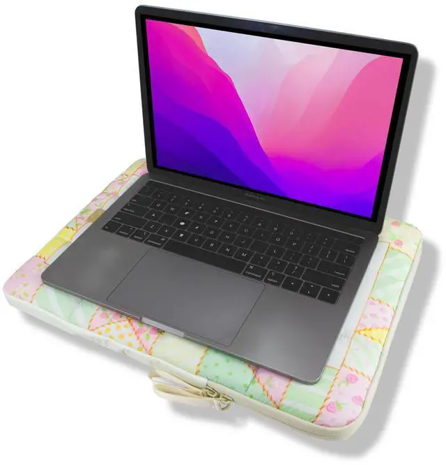 Alt view image 2 of 5 - Sonix | Puffy Laptop Sleeve | 15-16 Inch, Quilted Pillow Puffer Laptop Carrying Case, Computer Sleeve | Strawberry Shortcake Patchwork Floral