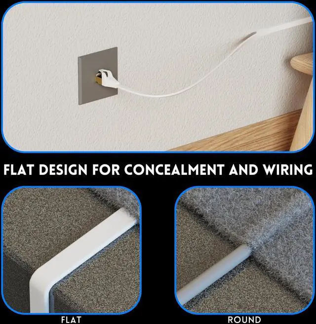 Alt view image 5 of 5 - CableGeeker Cat7 Shielded Ethernet Cable 150ft (Highest Speed Cable) Flat Ethernet Patch Cable Support Cat5/Cat6 Network,600Mhz,10Gbps - White Computer Cord + Free Clips and Straps for Router Xbox