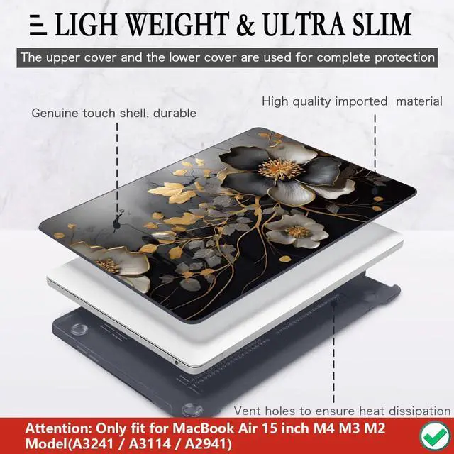 Alt view image 4 of 5 - CISSOOK Compatible with MacBook Air 15 inch Case 2023 2024 2025 Release M4 A3241 M3 A3114 M2 A2941, Plastic Hard Shell &Keyboard Cover &Screen Protector, Abstract Oil Painting