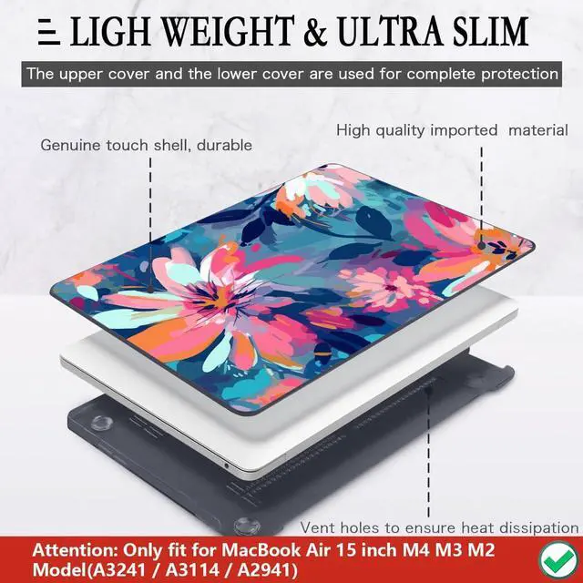 Alt view image 4 of 5 - CISSOOK Compatible with MacBook Air 15 inch Case 2025 2024 2023 Release M4 M3 M2 Chip A2941 A3114 A3241, Plastic Hard Shell Case with Keyboard Cover & Screen Protector, Muti-Color Painting