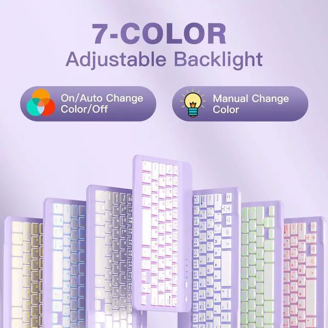 Alt view image 5 of 5 - Cousper for iPad Mini 7 Keyboard Case A17 Pro 2024/iPad Mini 6 Generation Case with Keyboard 2021 8.3 Inch, Pencil Holder, 7 Color Backlit Detachable Keyboard Cover for iPad Mini 7th/6th Gen,Purple