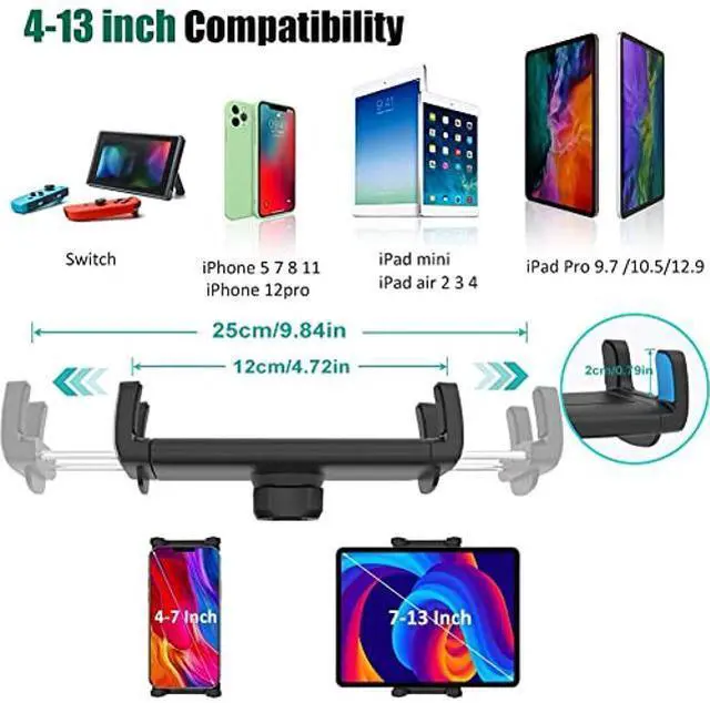 Alt view image 2 of 5 - Cuxwill Car Windshield Tablet Mount Holder for 4-13" iPad Device, 360deg Rotation Car Window Heavy Duty Suction Cup Tablet Holder for iPad Pro 12.9 10.5 9.7, iPad Air Mini, Samsung Tab, Kindle Fire