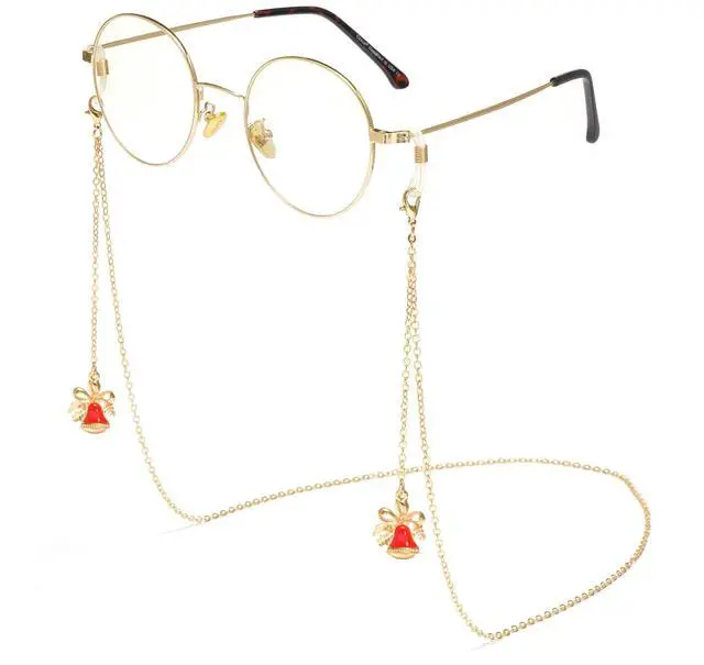 Main image of Cyxus Women Blue Light Blocking Glasses with Festive Bell glasses chain Round Metal Fake Eyeglasses Gold Frame