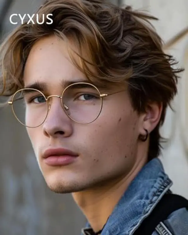 Alt view image 5 of 5 - Cyxus Women Blue Light Blocking Glasses with Festive Bell glasses chain Round Metal Fake Eyeglasses Gold Frame