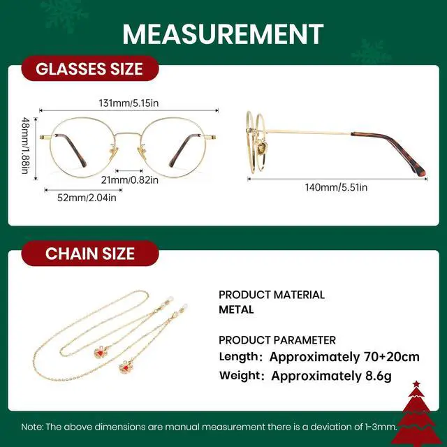 Alt view image 4 of 5 - Cyxus Women Blue Light Blocking Glasses with Festive Bell glasses chain Round Metal Fake Eyeglasses Gold Frame