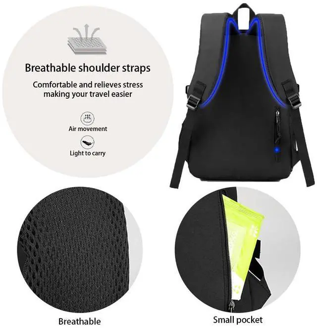 Alt view image 3 of 5 - Casual Laptop Backpack for Men and Women, Commuter Backpack, Gym, Travel, Sports, Work, Book Bag, Business Black Backpack, Lightweight Back Pack, Waterproof, 30L.