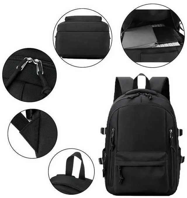 Alt view image 5 of 5 - Casual Laptop Backpack for Men and Women, Commuter Backpack, Gym, Travel, Sports, Work, Book Bag, Business Black Backpack, Lightweight Back Pack, Waterproof, 30L.