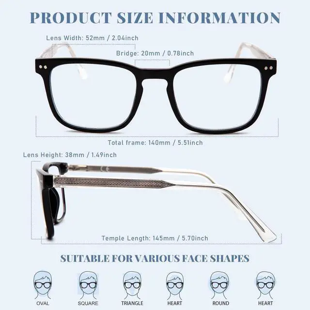 Alt view image 4 of 5 - DEHOTRE 2 Pack Blue Light Blocking Glasses Men for Computer Gaming TV Acetate Frame Metal Core Wire Spring Hinge Black & Grey