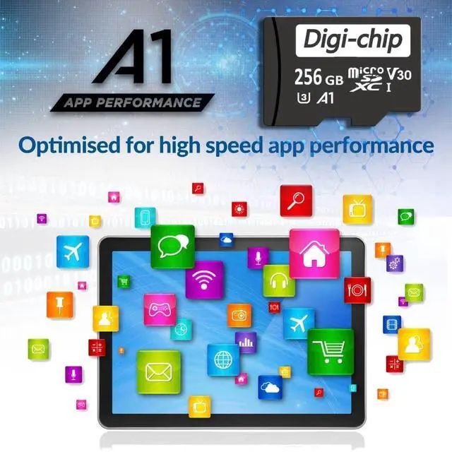 Alt view image 2 of 3 - Digi-Chip 256GB Micro-SD Memory Card for Samsung A23, A33 5G, A53 5G, M33, M53, F23 Phones