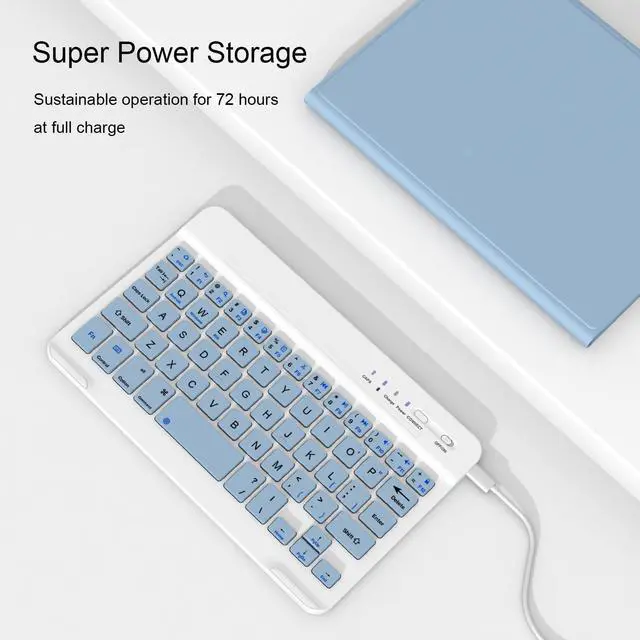 Alt view image 4 of 5 - Divufus Keyboard Case for iPad Pro 11 Inch (M4) 2024 [Magnetic Detachable Wireless Keyboard][Support 3 System] Flip Stand Case with Pencil Holder for iPad 11" Pro 2024 (M4), Blue