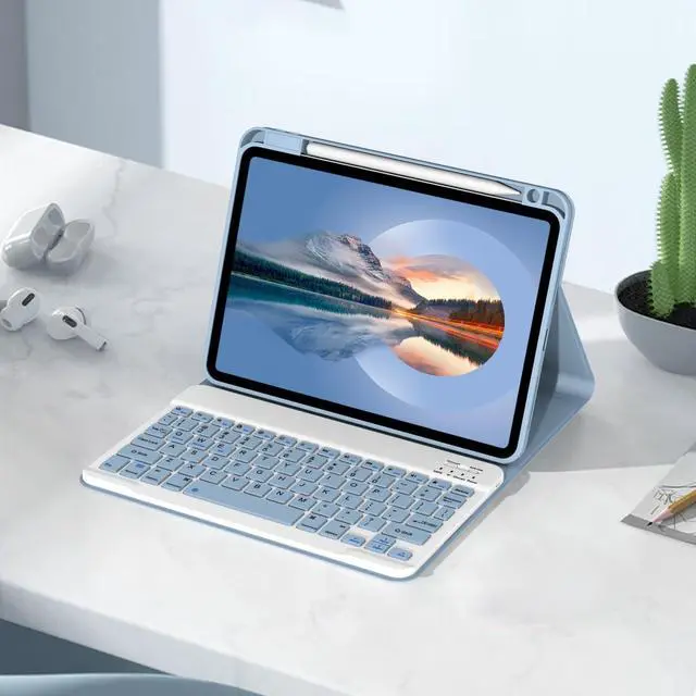 Alt view image 5 of 5 - Divufus Keyboard Case for iPad Pro 11 Inch (M4) 2024 [Magnetic Detachable Wireless Keyboard][Support 3 System] Flip Stand Case with Pencil Holder for iPad 11" Pro 2024 (M4), Blue