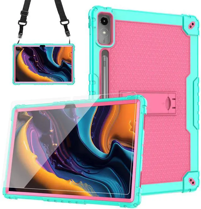 Main image of Doemoil Case for Lenovo Tab P12 12.7 Inches Tablet Case, Shockproof Hybrid Kids Case with Screeen Protector for Lenovo tab P12/Xiaoxin Pad Pro 12.7" Tablet Case TB370FU/TB371FC (Green/Pink/1 Pc)