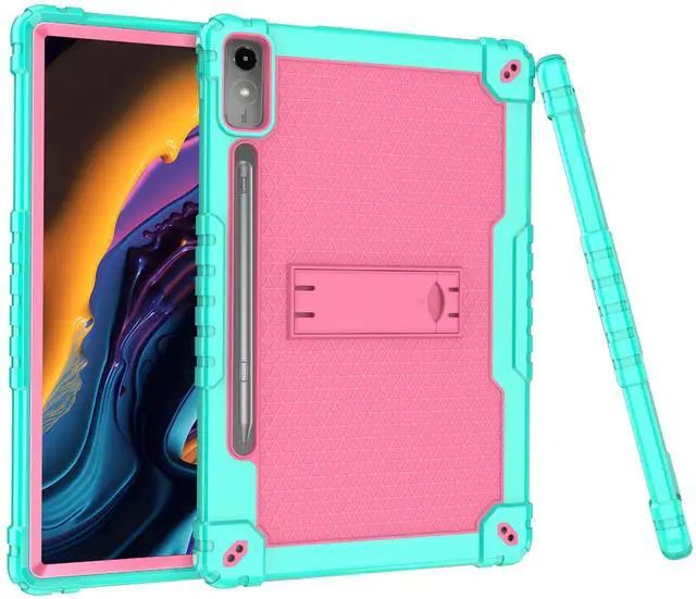 Alt view image 5 of 5 - Doemoil Case for Lenovo Tab P12 12.7 Inches Tablet Case, Shockproof Hybrid Kids Case with Screeen Protector for Lenovo tab P12/Xiaoxin Pad Pro 12.7" Tablet Case TB370FU/TB371FC (Green/Pink/1 Pc)