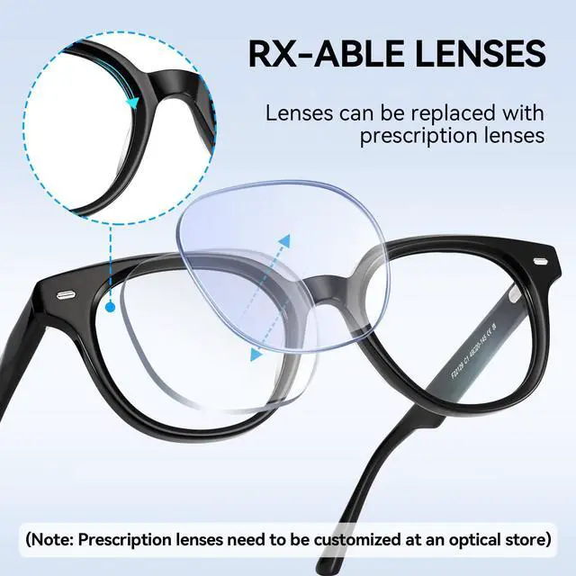 Alt view image 5 of 5 - Dollger Blue Light Blocking Glasses For Woman Men Thick Square Frame Round Non-Prescription, For Computer, Work,Gaming,TV (Black)