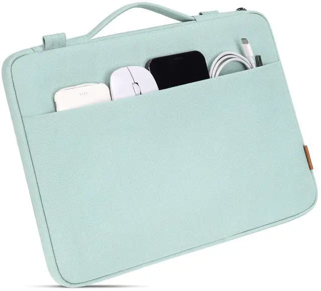 Alt view image 3 of 5 - DOMISO 17.3 Inch Laptop Bag Cover Waterproof Shockproof Notebook Sleeve Case Shoulder Bag Protective Cover for 17.3" HP Pavilion 17/HP Envy 17/17/MSI/Lenovo IdeaPad 321,Mint Green