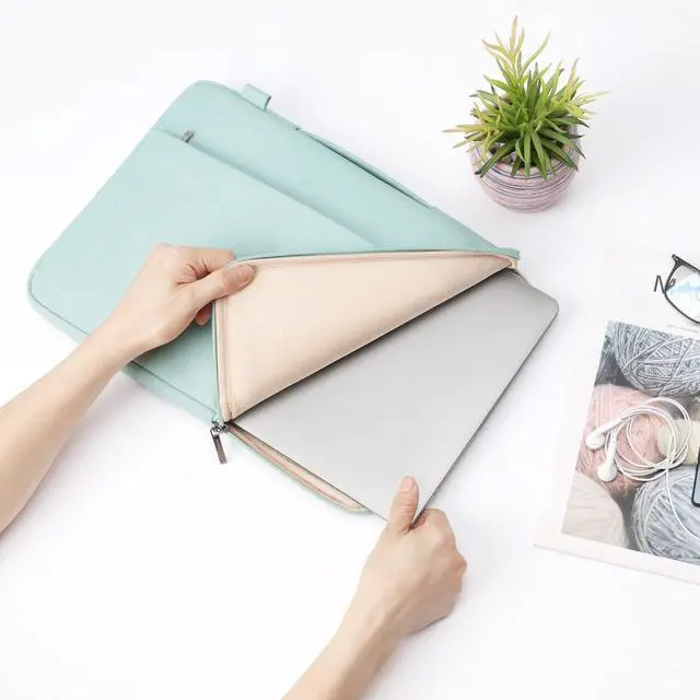 Alt view image 5 of 5 - DOMISO 17.3 Inch Laptop Bag Cover Waterproof Shockproof Notebook Sleeve Case Shoulder Bag Protective Cover for 17.3" HP Pavilion 17/HP Envy 17/17/MSI/Lenovo IdeaPad 321,Mint Green