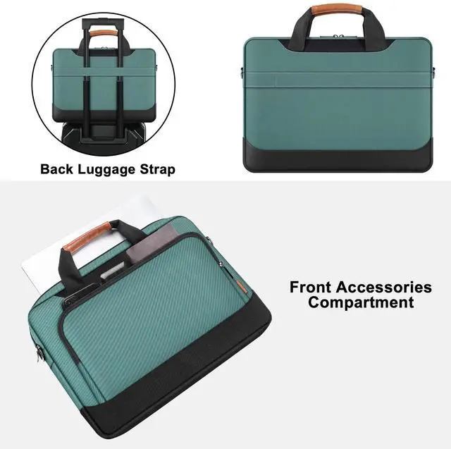 Alt view image 2 of 5 - DOMISO 15-15.6 Inch Laptop Sleeve Business Briefcase Computer Case Compatible with Lenovo 15.6" Ideapad 330/16" MacBook Pro/HP EliteBook 850 G3/Envy x360 15/Latitude 3580/Acer Chromebook/Asus,Green